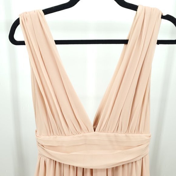 Lulu's Heavenly Hues Blush Plunge Maxi Dress S Blush Pink - Picture 5 of 16